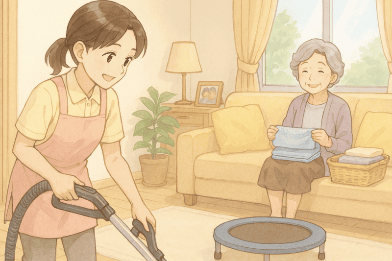 ヘルパー掃除支援中